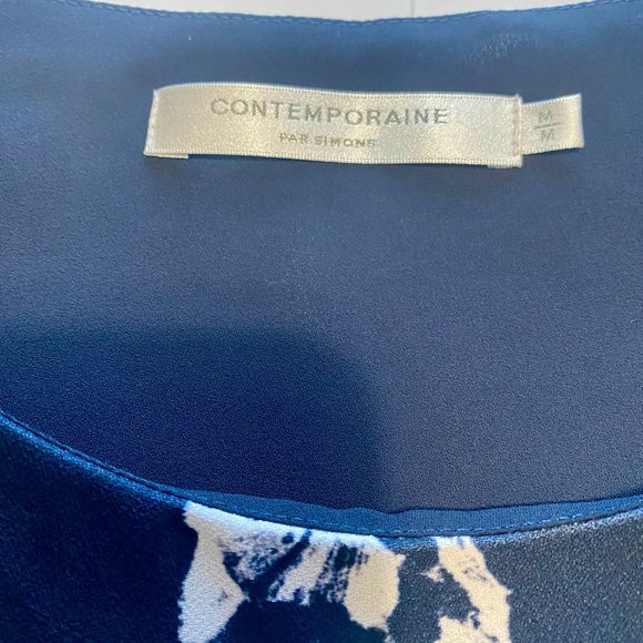 Navy Blue Womens Top with Floral Print - Picture 5 of 5